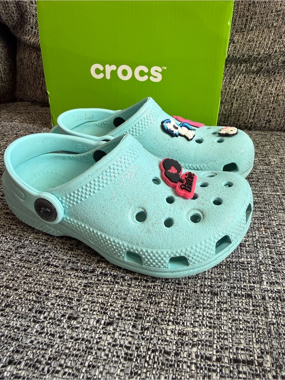 CROCS Kids Clog in Aqua with Jibbitz Charms